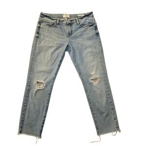 FRAME Le Garçon Crop Sz26 Raw Hems Jeans. Light blue. Organic Cotton. Soft. Worn